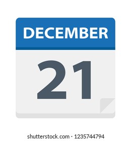 December 21 - Calendar Icon - Vector Illustration
