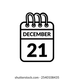 December 21 Calendar icon vector illustration.