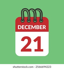 December 21 Calendar icon vector illustration.