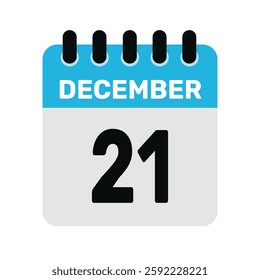 december 21 calendar icon Vector page month design