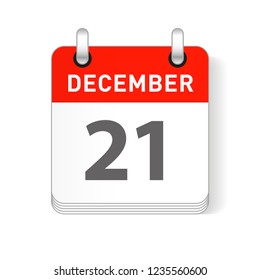 December 21 date visible on a page a day organizer calendar