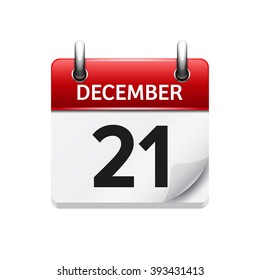 December 21 . Vector flat daily calendar icon. Date and time, day, month. Holiday.