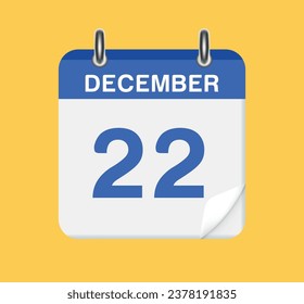 December 22. Calendar date.  A leaf of the flip calendar.