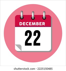 Icono del calendario del 22 de diciembre. Diciembre
