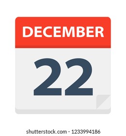 December 22 - Calendar Icon - Vector Illustration