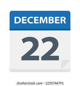 December 22 - Calendar Icon - Vector Illustration