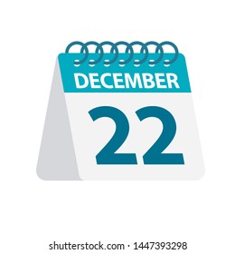 December 22 - Calendar Icon - Vector Illustration