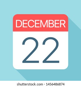 December 22 - Calendar Icon - Vector Illustration