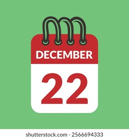 December 22 Calendar icon vector illustration.