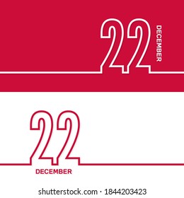 December 22. Set of vector template banners for calendar, event date.