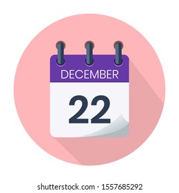 December 22. Vector Daily Calendar icon Date And Month, Day, Season