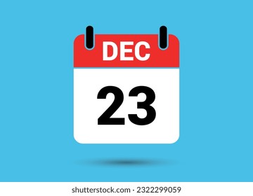 Diciembre 23 Fecha del calendario Icono plano Día 23 Ilustración vectorial