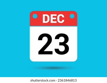 December 23 Calendar Date Flat Icon Day 23 Vector Illustration