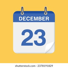 23. Dezember. Kalenderdatum.  Ein Blatt des Flip-Kalenders.