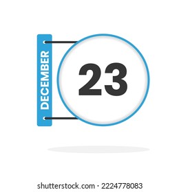 Icono del calendario del 23 de diciembre. Ilustración vectorial de icono de calendario de fecha, mes