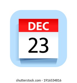 23 de diciembre. Icono de calendario. Ilustración vectorial.