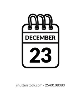 23. Dezember Kalender-Symbol, Vektorgrafik.