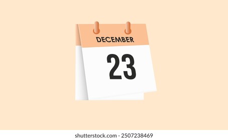 23 de diciembre - calendario y planificador de tiempo. Recordatorio de icono de calendario diario. Ilustración vectorial.