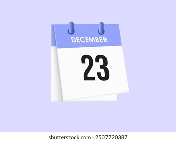 December 23 - calendar and Time planner. Daily Calendar Icon reminder. Vector Illustration.