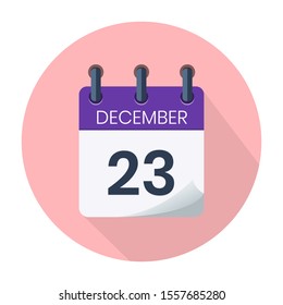 December 23. Vector Daily Calendar icon Date And Month, Day, Season