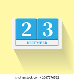 December 23. Vector flat daily calendar icon. Date and time, day, month. Holiday. Season.