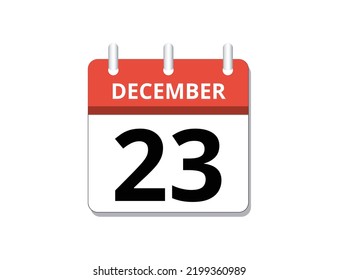 December, 23rd calendar icon vector, concept of schedule, business and tasks
