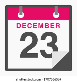 23. Dezember Flaches Symbol, einzeln auf weißem Hintergrund. Vektorgrafik