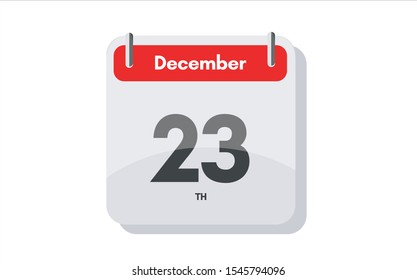 December 23th calendar icon. Day 23 of month. Vector illustration.