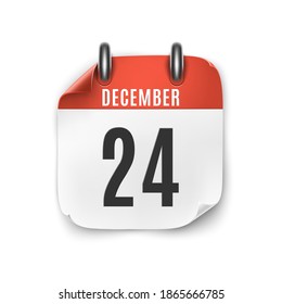 December 24 calendar icon isolated on white background. Christmas Eve. Vector illustration.