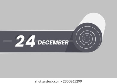 24. Dezember Kalendersymbol rollt innerhalb der Straße. 24. Dezember Datum Monat Symbol Vektorgrafik.