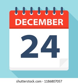 December 24 - Calendar Icon - Vector Illustration
