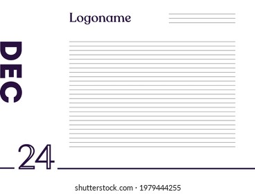 December 24 Calendar on notebook paper background with your logo