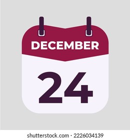December 24 flat daily spiral calendar icon date vector image in matching color scheme. Suitable and perfect for design material, such as event or reminder.