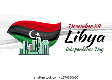 December 24, Independence Day of Libya vector illustration. Suitable for greeting card, poster and banner. 