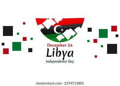 December 24, Independence Day of Libya vector illustration. Suitable for greeting card, poster and banner. 