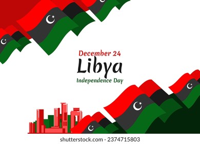 24 de diciembre, Día de la Independencia de Libia, ilustración vectorial. Adecuado para tarjetas de felicitación, afiches y banner. 