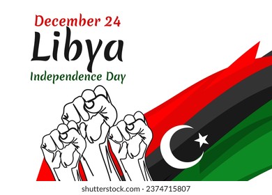 December 24, Independence Day of Libya vector illustration. Suitable for greeting card, poster and banner. 