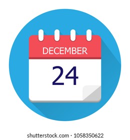 December 24. Vector flat daily calendar icon. Date and time, day, month. Holiday. Season.