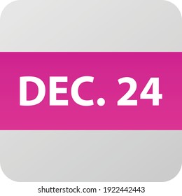 December 24th date icon, single day vector illustration modern flat style. Calendar element for web design, schedule, planner, organizer. 
