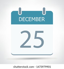 December 25 - Calendar Icon - Calendar flat design template - Business vector illustration.