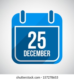 December 25 Calendar Icon. Flat Icon With Long Shadow. Christmas Day. Vector Background.