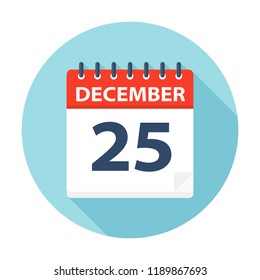 December 25 - Calendar Icon - Vector Illustration