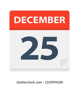 December 25 - Calendar Icon - Vector Illustration