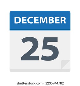 December 25 - Calendar Icon - Vector Illustration