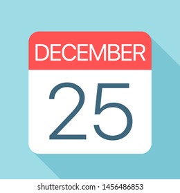 December 25 - Calendar Icon - Vector Illustration