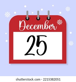 December 25 Calendar Icon Vector Illustration