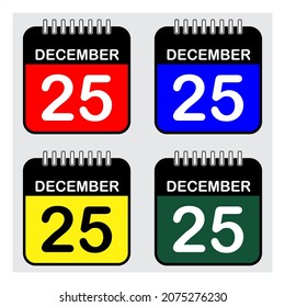 December 25, Date On Colored Background