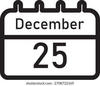 December 25 holiday Vector Calendar Icon