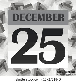 December 25 icon. For planning important day. Banner for holidays and special days. Twenty-fifth december icon. Vector Illustration in black and white colors.
