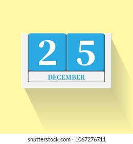 December 25. Vector flat daily calendar icon. Date and time, day, month. Holiday. Season.